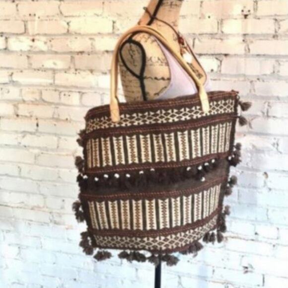 BOHO UNIQUE Tote Antique Afghan piece converted - Picture 1 of 7